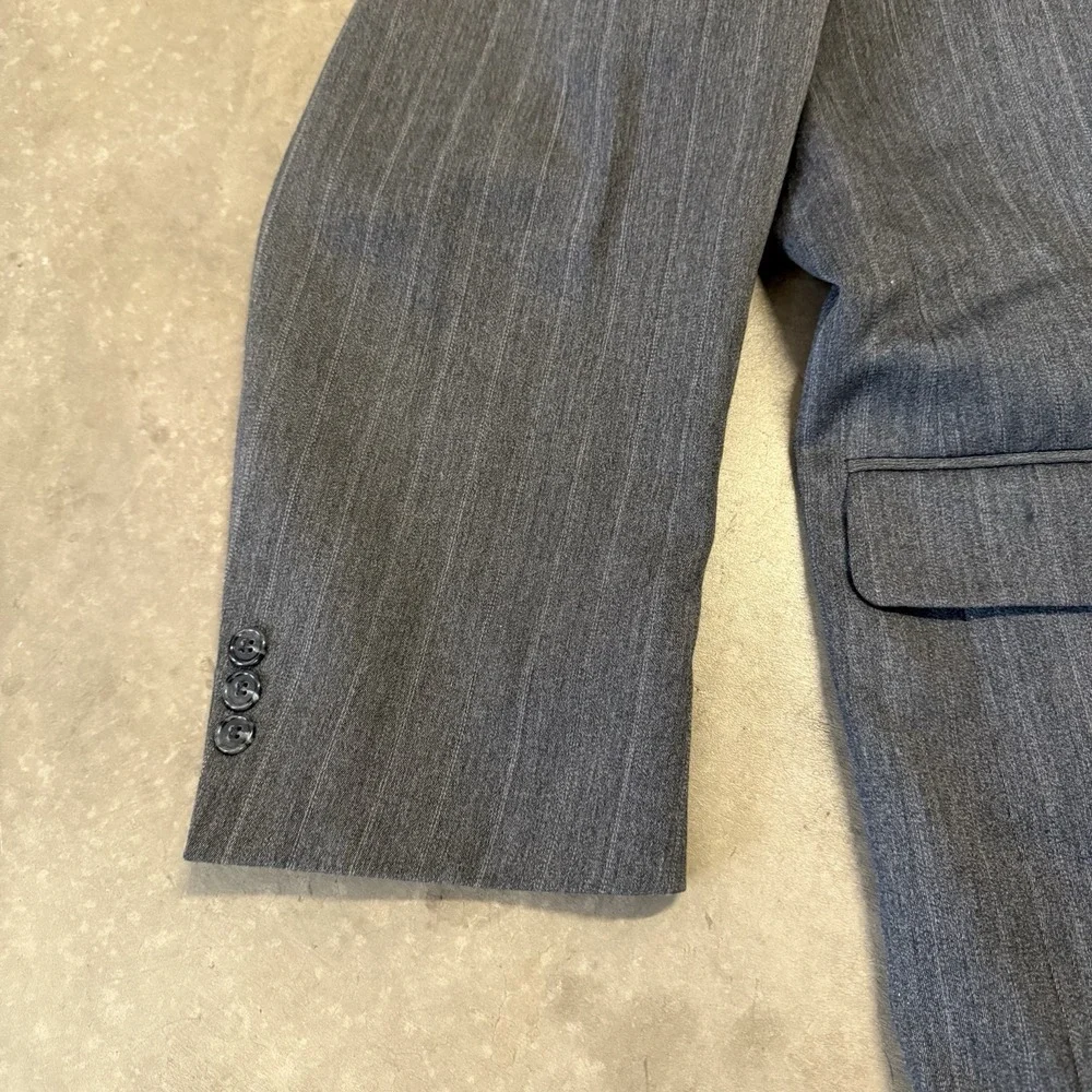 Petrocelli 54R Navy Blue Two Button 100% Wool Blazer Jacket Sport Coat Pinstripe
